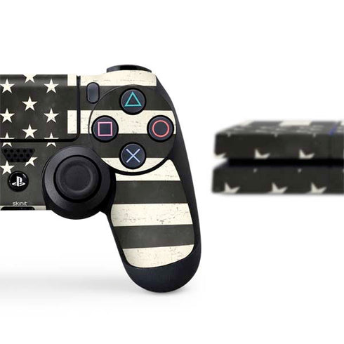 Black & White USA Flag PS4 Console and Controller Bundle Skin